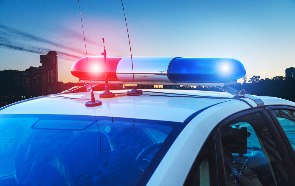 Lights on a police car after a traffic violation